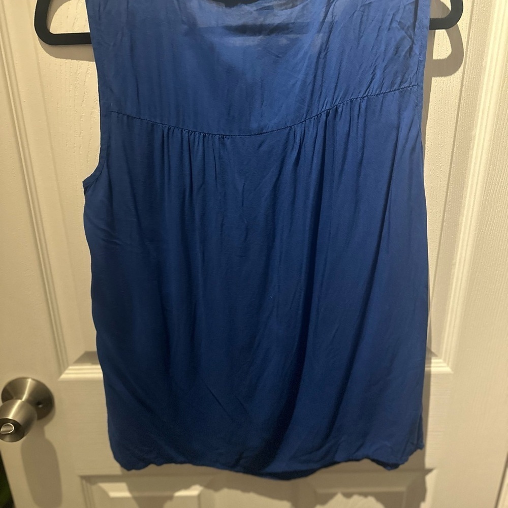 Boden Flowy Overlay Tank Top Sleeveless Navy Blue 100% Viscose Size US 10 Flowy - Picture 9 of 9